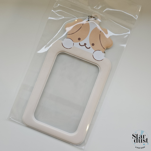 COUNTRY DOG BEIGE  PUPPY PHOTO CARD HOLDER KEYRING