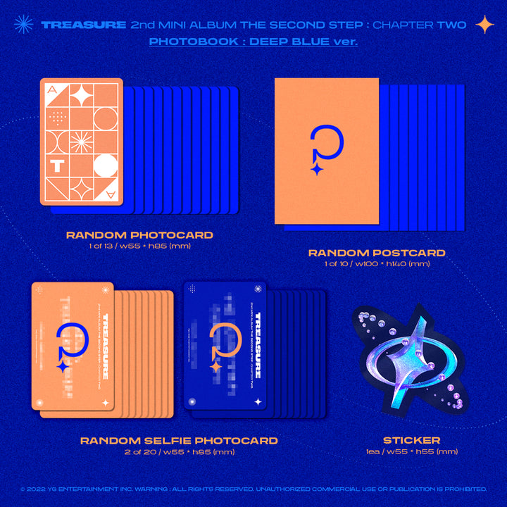 Treasure The Second Step: Chapter Two Deep Blue version photocard, postcard, selfie photocard, sticker
