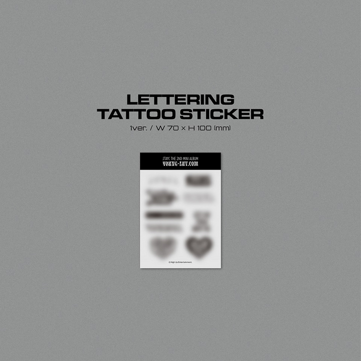 Stayc Young-Luv.com 2nd Mini Album Young version, Luv version lettering tattoo sticker