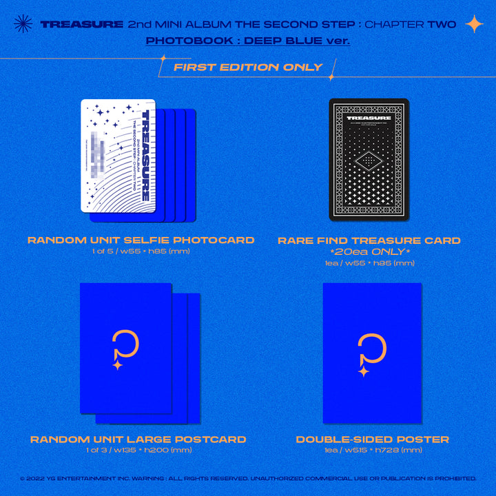 Treasure The Second Step: Chapter Two Deep Blue version first edition only unit selfie photocard, rare find treasure card, unit large postcard, double sided poster