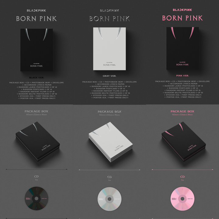 Blackpink Born Pink 2nd Album Boxset version Black, Grey, Pink package box, CD
