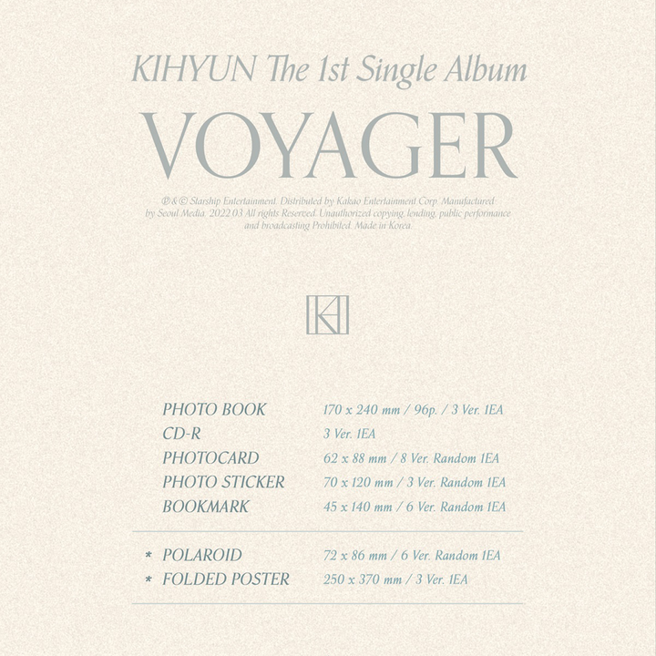 Kihyun Voyager 1st Single Album Voyager version, Somewhere version, The 1st Journey version