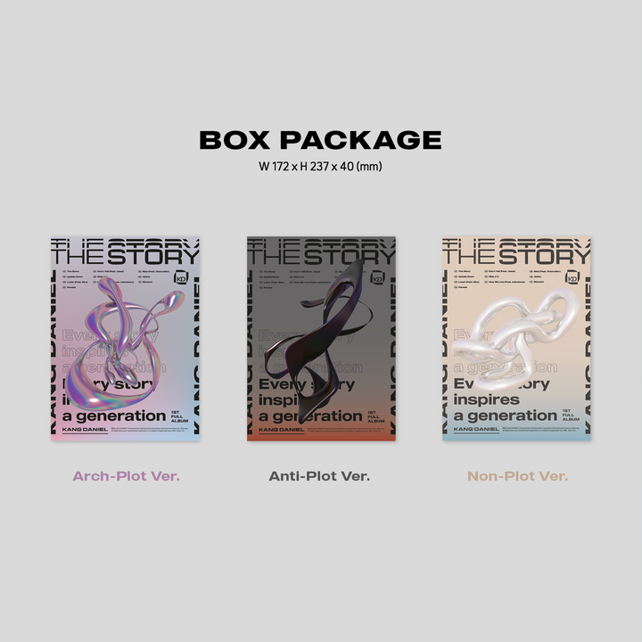 Kang Daniel The Story 1st Full Album Arch-Plot version, Anti-Plot version, Non-Plot version box package
