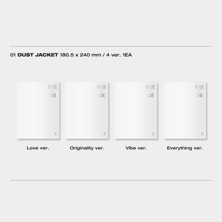 Monsta X 11th Mini Album Shape of Love Love version, Originality version, Vibe version, Everything version dusk jacket