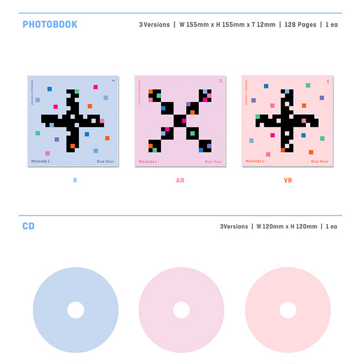TXT Minisode 1: Blue Hour 3rd Mini Album R version, AR version, VR version photobook, CD