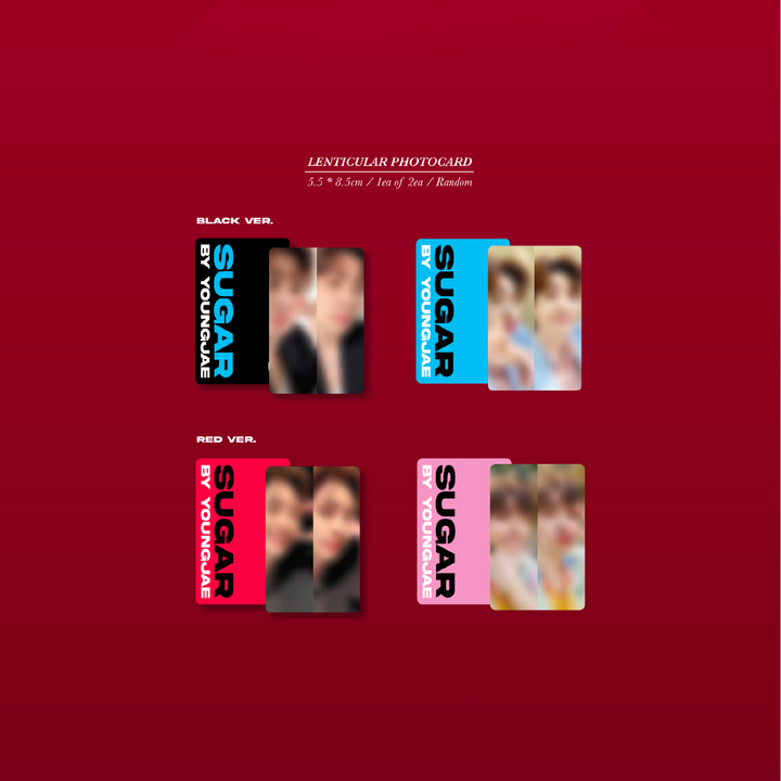 Youngjae Sugar 2nd Mini Album Black version, Red version lenticular photocard