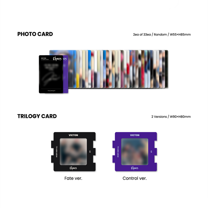 Victon Chaos 7th Mini Album Fate version, Control version photocard, trilogy card