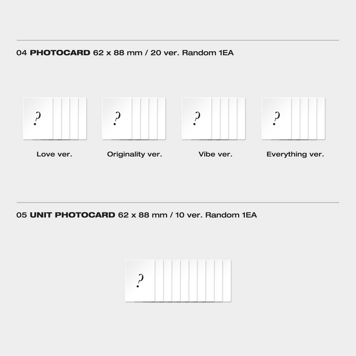 Monsta X 11th Mini Album Shape of Love Love version, Originality version, Vibe version, Everything version photocard, unit photocard