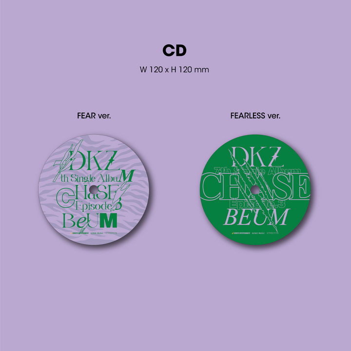 Anteprima dei CD, versioni FEAR (viola) e FEARLESS (verde)