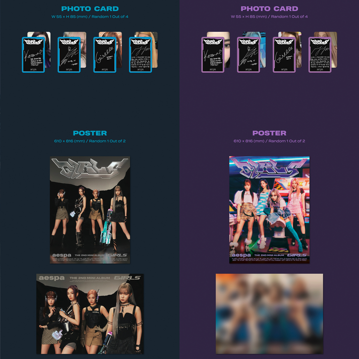 Aespa Girls 2nd Mini Album Kwangya version, Real World version photocard, poster