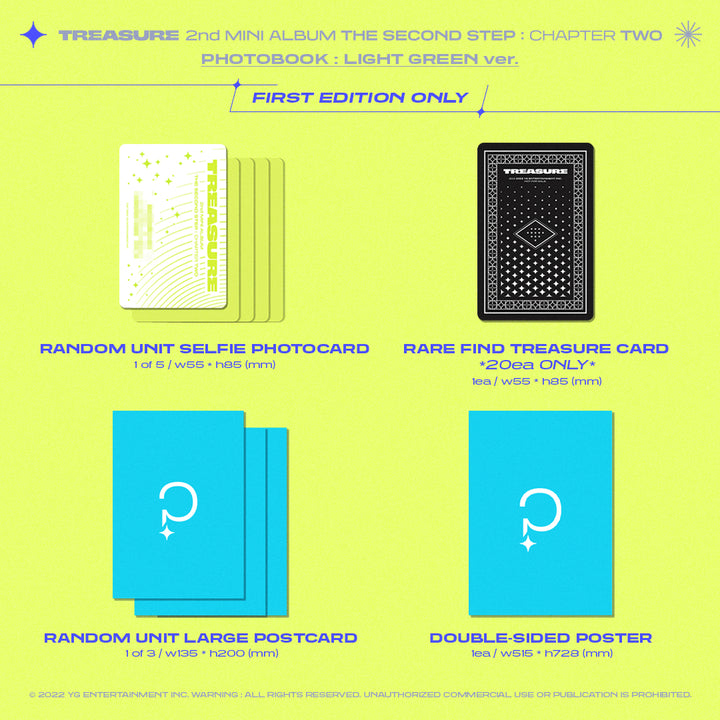 Treasure The Second Step: Chapter Two Light Green version first edition only unit selfie photocard, rare find treasure card, unit large postcard, double sided poster