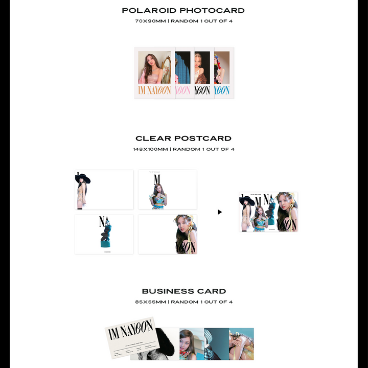 Nayeon Twice I'm Nayeon 1st Mini Album I'm version, Na version, Yeon version, Pop version polaroid photocard, clear postcard, business card