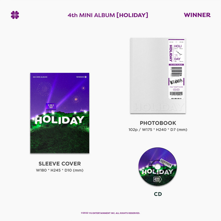 Winner Holiday 4th Mini Album Night version sleeve cover, photobook, CD