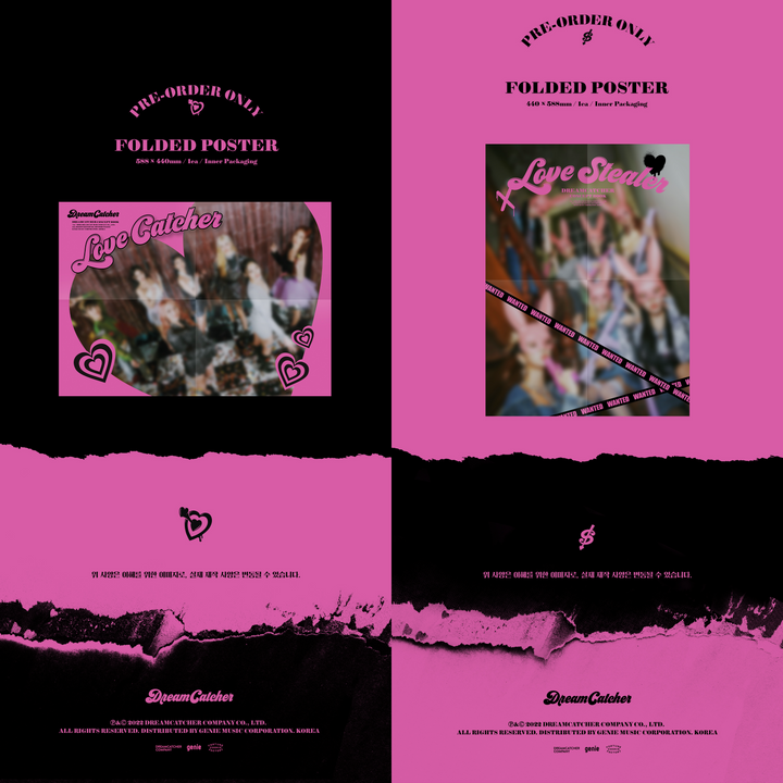 Dreamcatcher Concept book Love Catcher version, Love Stealer version pre-order benefit folded poster