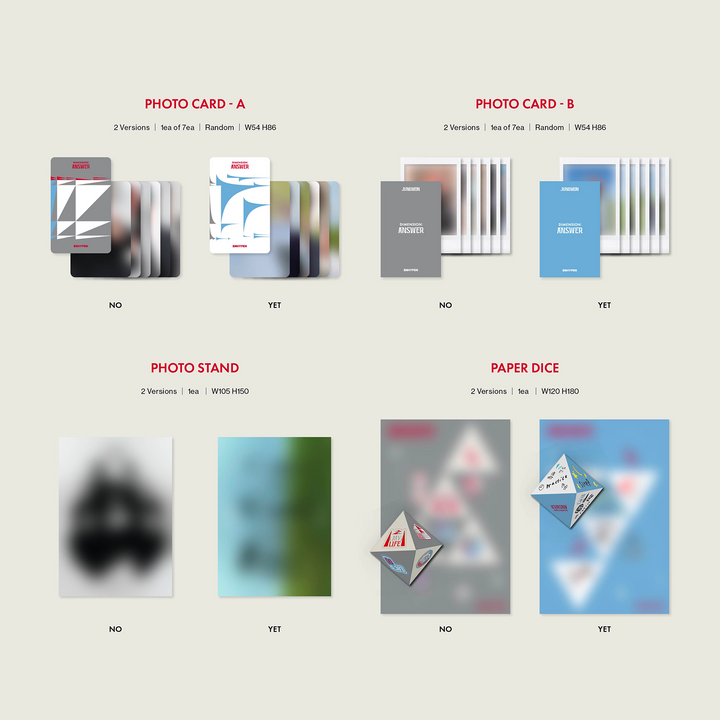 Enhypen Dimension: Answer photocard A, photocard B, photo stand, paper dice