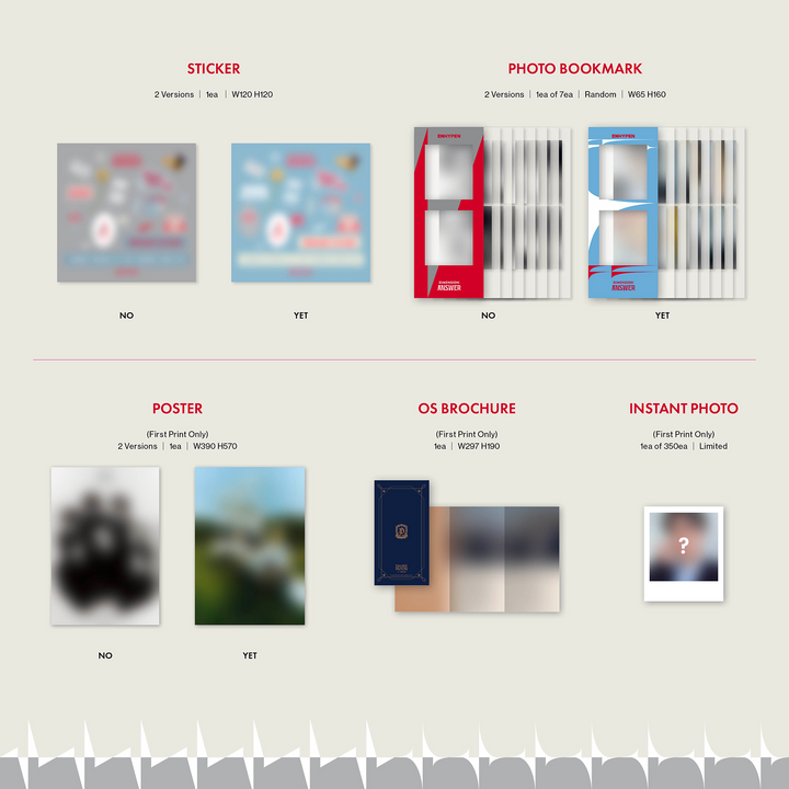 Enhypen Dimension: Answer sticker, photo bookmark, poster, OS brochure, instant photo